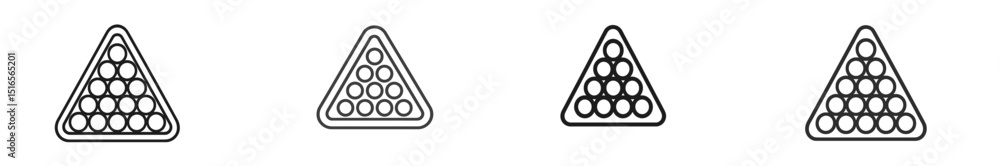Poster pattern of four triangular arrangements of circles in varying numbers displayed in a minimalist styl