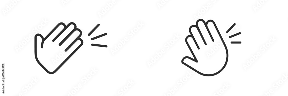 Poster hand gestures of waving in a friendly manner by two different hands on a plain background