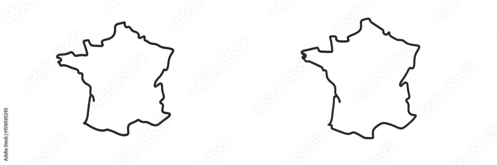 Poster outline map representations of france showcasing geographic features and borders in a simple artisti