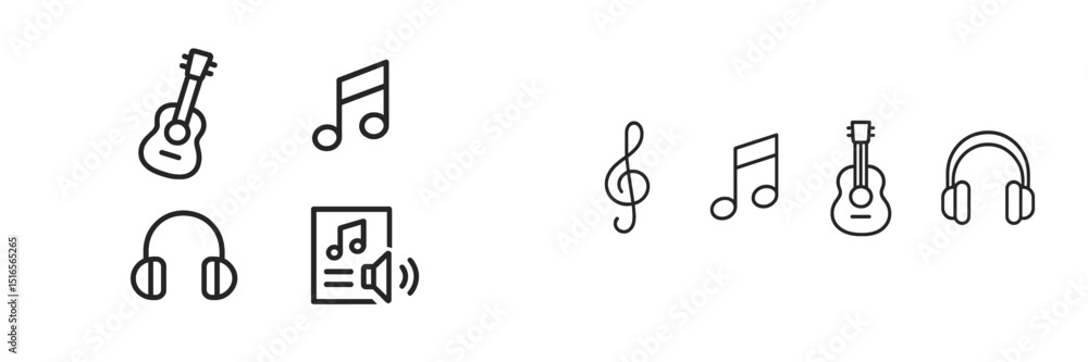Aufkleber musical symbols and instruments displayed in a creative arrangement on a minimalist background