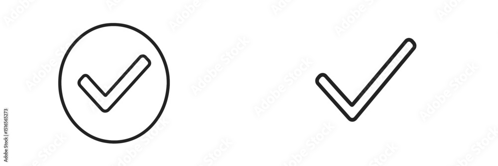 Poster check marks indicating approval and correctness in a simple graphic design without color elements