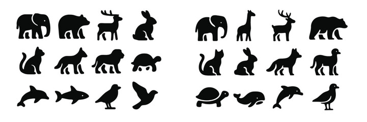 Exploring a variety of animal silhouettes in a minimalist black design