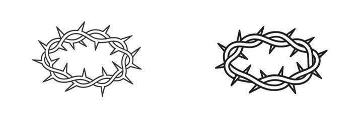 Crown of thorns designs showcasing two variations with stylized spikes and intertwined branches on a simple background