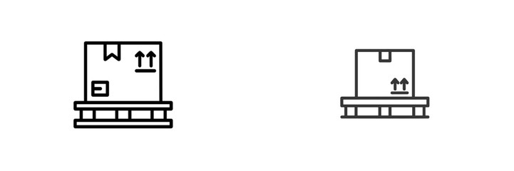 Delivery packages on a shipping platform with a simple design showcasing various orientations and appearances