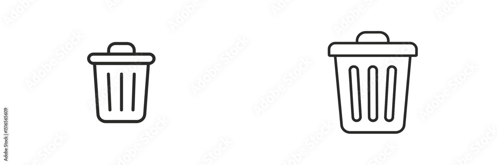 Poster two simple trash bin icons in minimalist design for clean and modern graphic use