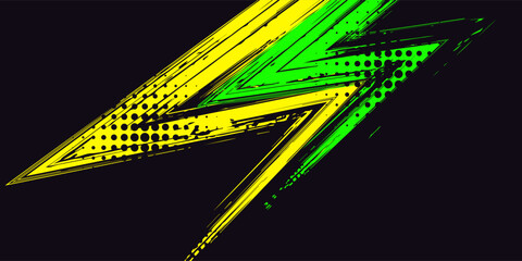 Abstract yellow-blue frame on a dark background. Sporty design in grunge style. Illustration for sports, athletics, training. eps 10