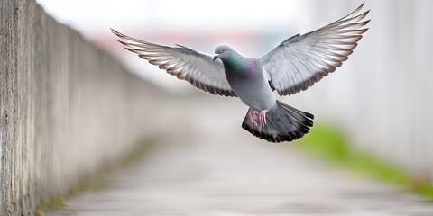 pigeon outdoors frolicking in its natural habitat