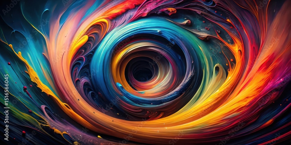 Poster Abstract swirling vortex of vibrant hues, a mesmerizing spectacle of color and motion, perfect for dynamic backgrounds or artistic expression.