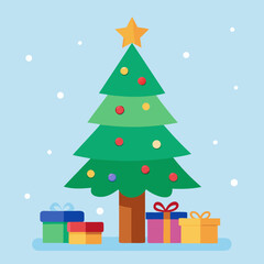 Colorful Christmas Tree Illustration for Kids' Book