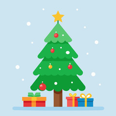 Fototapeta premium Colorful Christmas Tree Illustration for Kids' Book