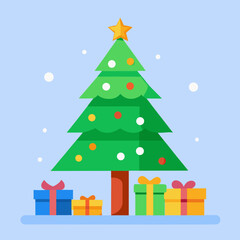 Colorful Christmas Tree Illustration for Kids' Book