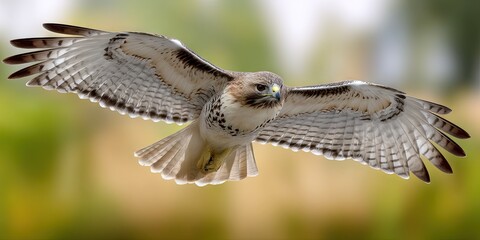 Fototapeta premium dynamic angle wildlife action photo of dynamic pose red-tailed hawk 