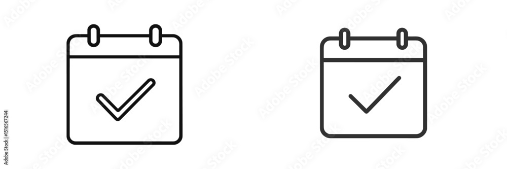 Poster calendar icons showing completion as symbols of planning and productivity in a minimalist design sty