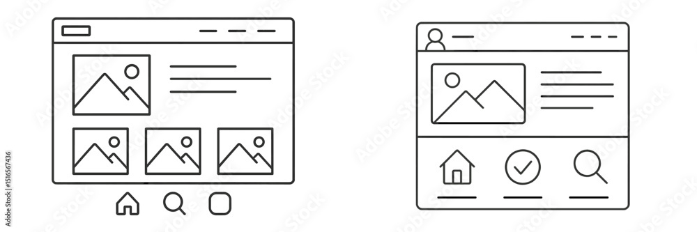 Aufkleber user interface design concept displaying distinct layouts for image galleries and profiles featuring