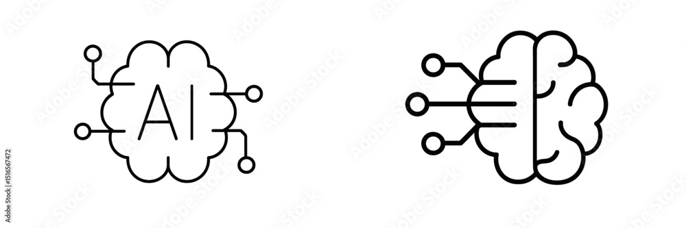 Poster illustration of artificial intelligence and human brain concepts with interconnected lines in a mini