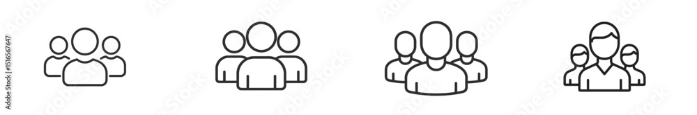 Aufkleber groups of people in various arrangements representing social interaction in a minimalist design sett