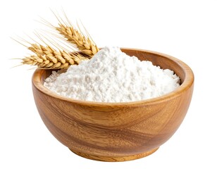 Wooden bowl of flour with wheat ears (1)