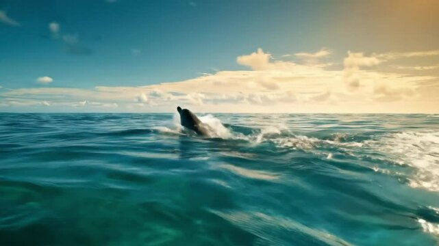 Delfin saltando en el oc&eacute;ano
