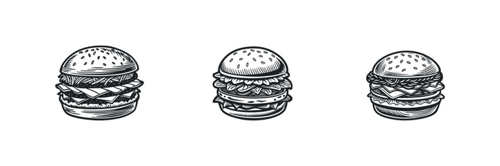 Classic Burger Silhouette – Minimal Fast Food Clipart