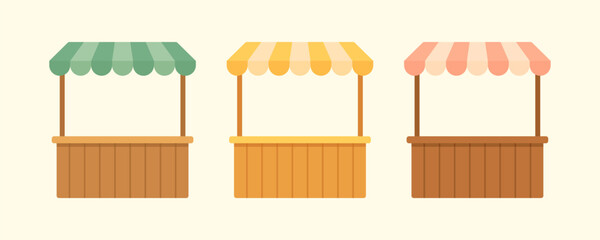 Set of Colorful Market Stalls &ndash; Vector Flat Design