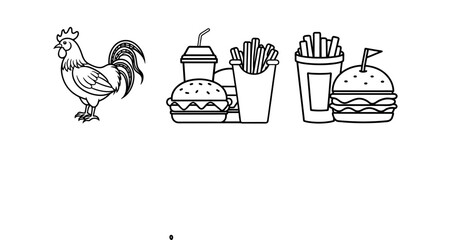 Chicken Nugget Silhouette Pack – Fast Food Vector Elements