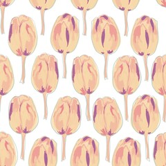Seamless floral pattern with tulips