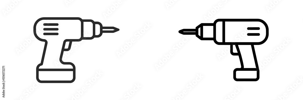 Poster Two different styles of power drills on a plain background showcasing their design and function in construction tasks