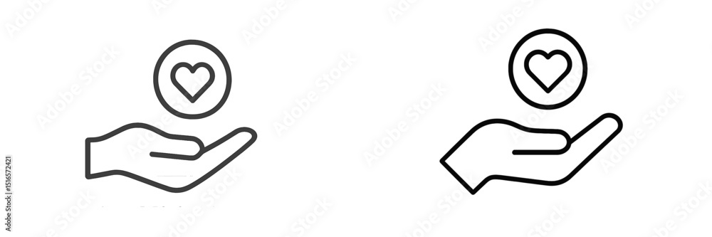 Aufkleber simple hand design with heart icon symbolizing care and compassion in minimal style