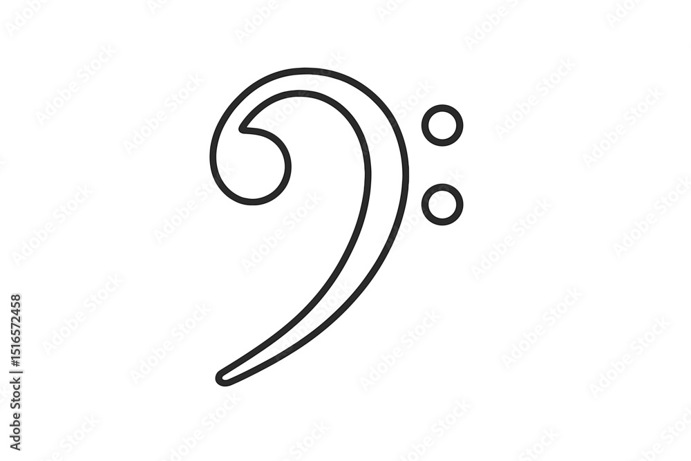 Aufkleber musical symbol representing a bass clef drawn in a minimalist style on a plain background