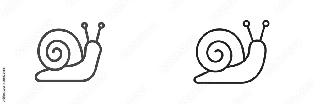 Fototapete two simple line art snails showing different designs set against a plain background