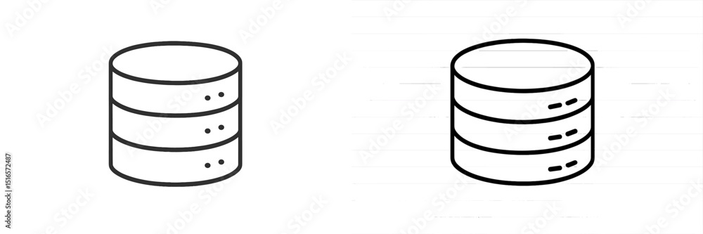 Poster database icons illustrating different styles in digital design for software development and user int