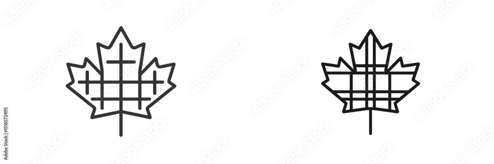 Aufkleber unique line art designs of maple leaves showcasing minimalist patterns on a white background