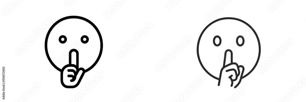 Aufkleber two simple line drawings of a person with a finger on their lips, indicating silence or a need for q