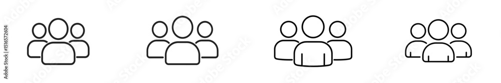 Poster simple line art depicting groups of people in various configurations for social and community themes
