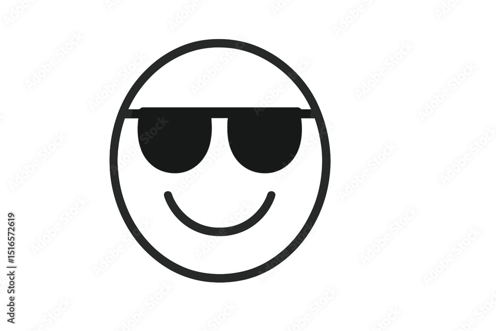 Aufkleber Happy face with sunglasses displaying a cool and relaxed vibe in a minimalist design setting