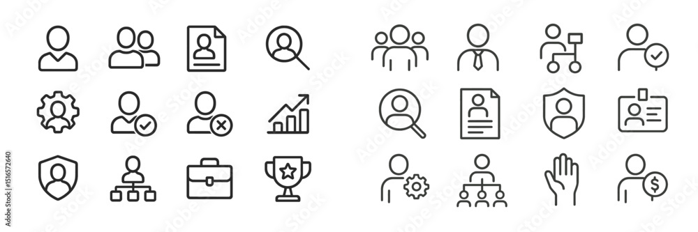 Aufkleber Collection of diverse human resource and management icons illustrating teamwork and professional development concepts
