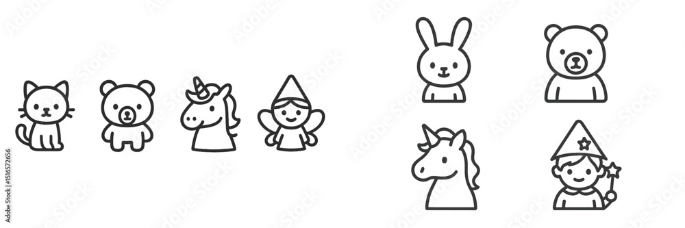 Poster cute and playful illustrations of various animals and characters in a whimsical style perfect for ch