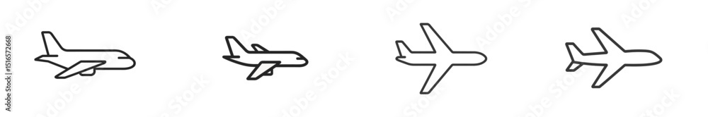 Poster multiple outlines of aircraft illustrating various angles and perspectives of airplane design for av