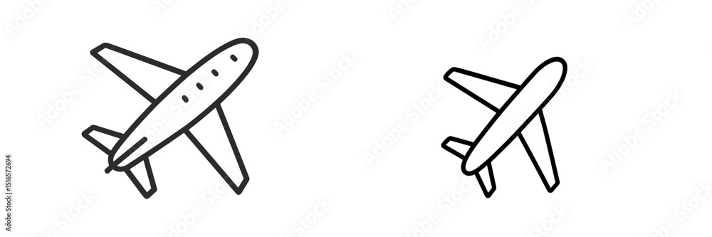 Fototapete Two simple airplane icons illustrating different perspectives in a minimalistic design suitable for various aviation-related themes