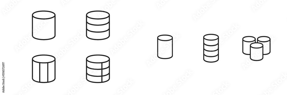 Aufkleber Various geometric shapes and arrangements of cylindrical forms on a plain background creating a minimalist aesthetic