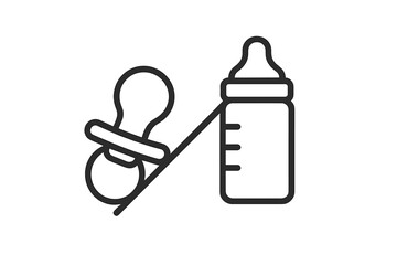 Baby pacifier and bottle icons representing infant care and feeding essentials for parents and caregivers