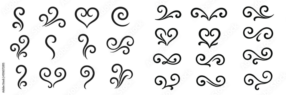 Poster decorative swirl elements for creative design use in various art projects and digital applications