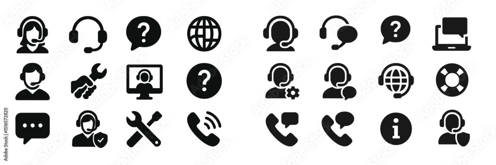 Leinwandbilder Icons representing customer support and assistance displayed on a clean background for easy reference and utilization in various applications