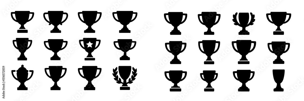 Poster multiple trophy silhouettes arranged in a grid showcasing different styles and designs suitable for 