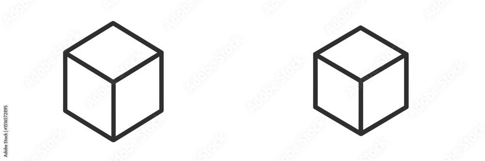 Poster Two minimalistic 3D cubic shapes exhibiting different perspectives and structures for design experimentation