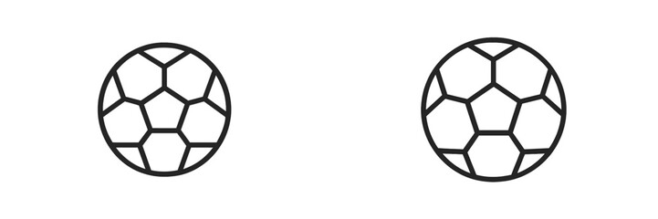 Fototapeta premium Two minimalist soccer ball designs featuring hexagonal patterns on a simple background