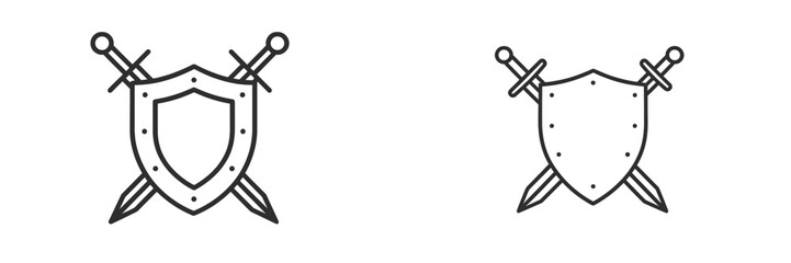 Obraz premium Unique design featuring shields and swords in a minimalist style suitable for various themes and projects
