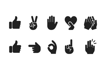 Fototapeta premium Various hand gestures commonly used to express emotions and ideas in everyday communication