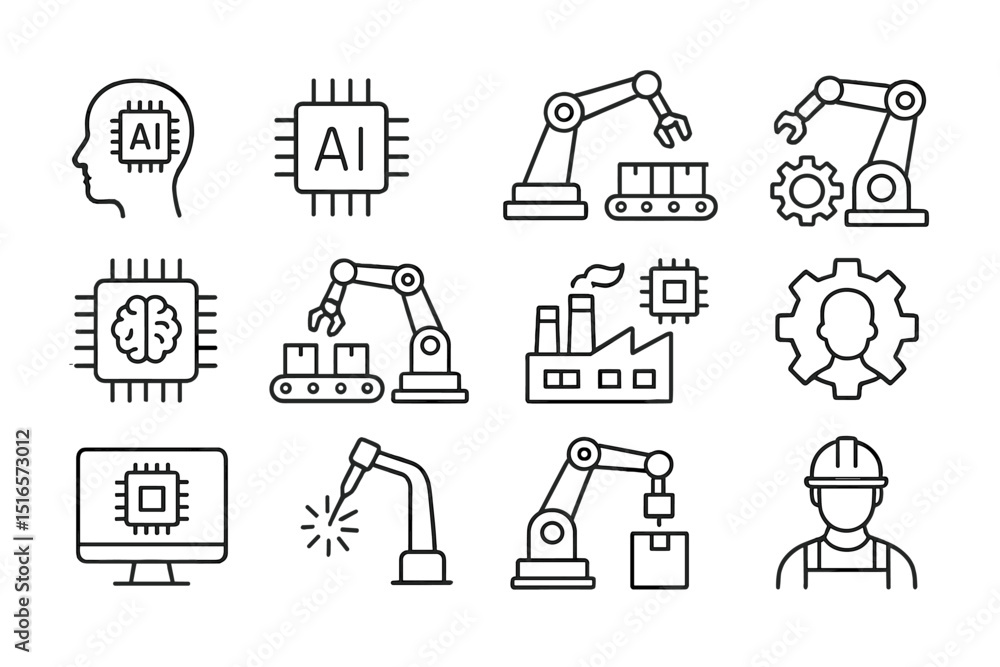 Fototapete Exploring the connection between artificial intelligence and automation in modern industry settings