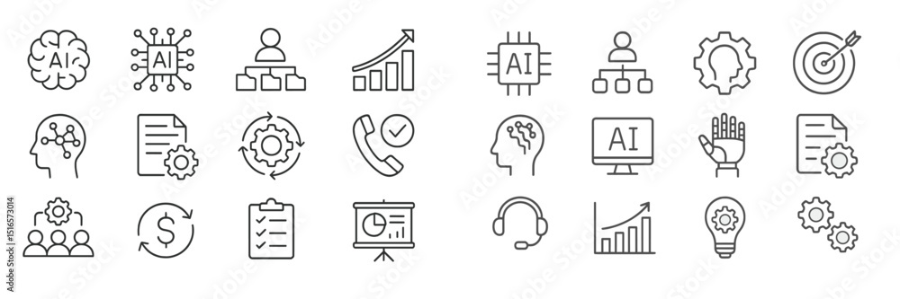 Fototapete Modern icons representing artificial intelligence concepts and applications in technology and business environments